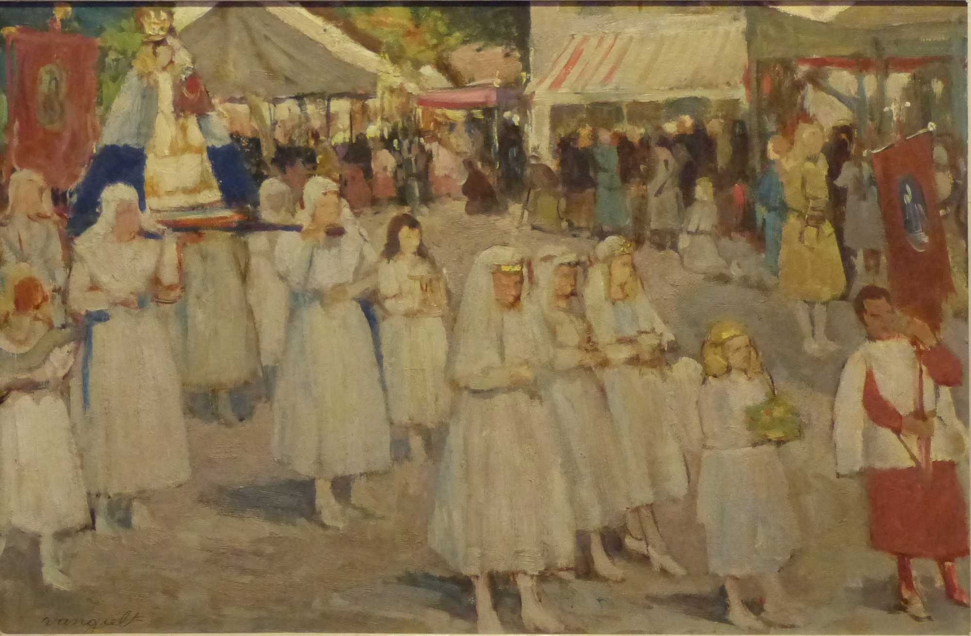 Mariaprocessie in de Antwerpse kempen door Frans Van Giel (°1892 - +1975)